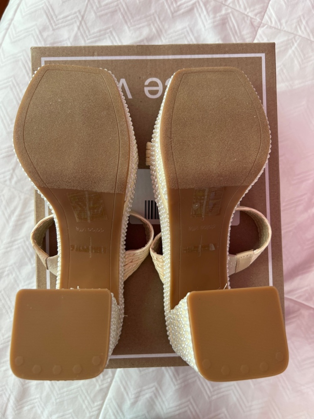 NWT-Dolce Vita Aliya Pearl Heels in Vanilla Raffia - Picture 6 of 8